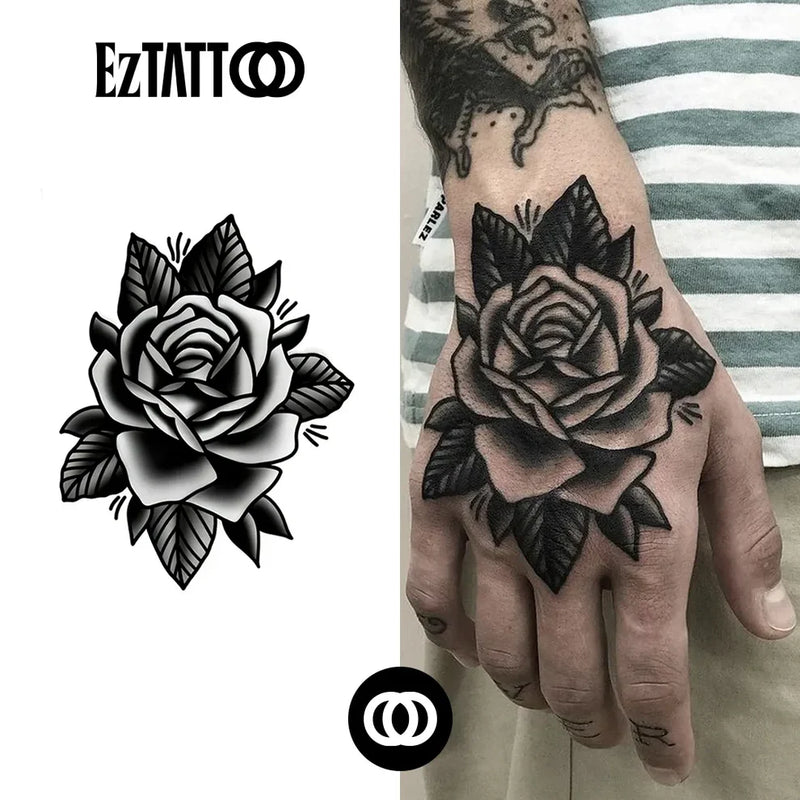 Rosa Old School Tatuagem Temporária