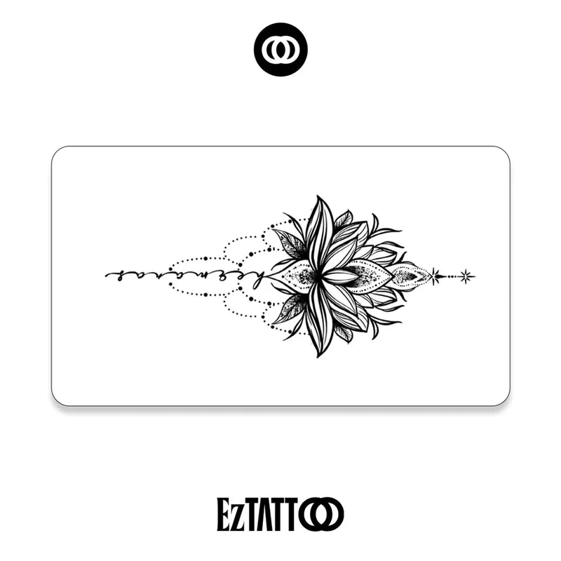 Flor de Lótus com Caligrafia Tatuagem Temporária