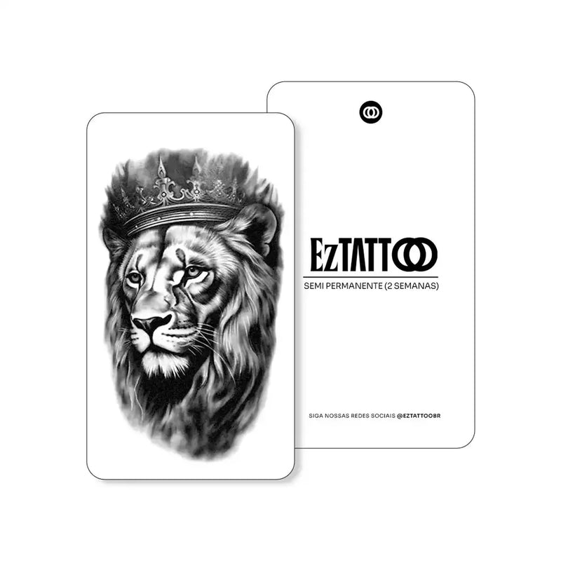 Leão Rei Silencioso Tatuagem Temporária