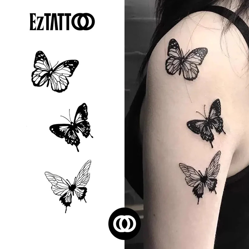 Borboletas Elegantes Tatuagem Temporária