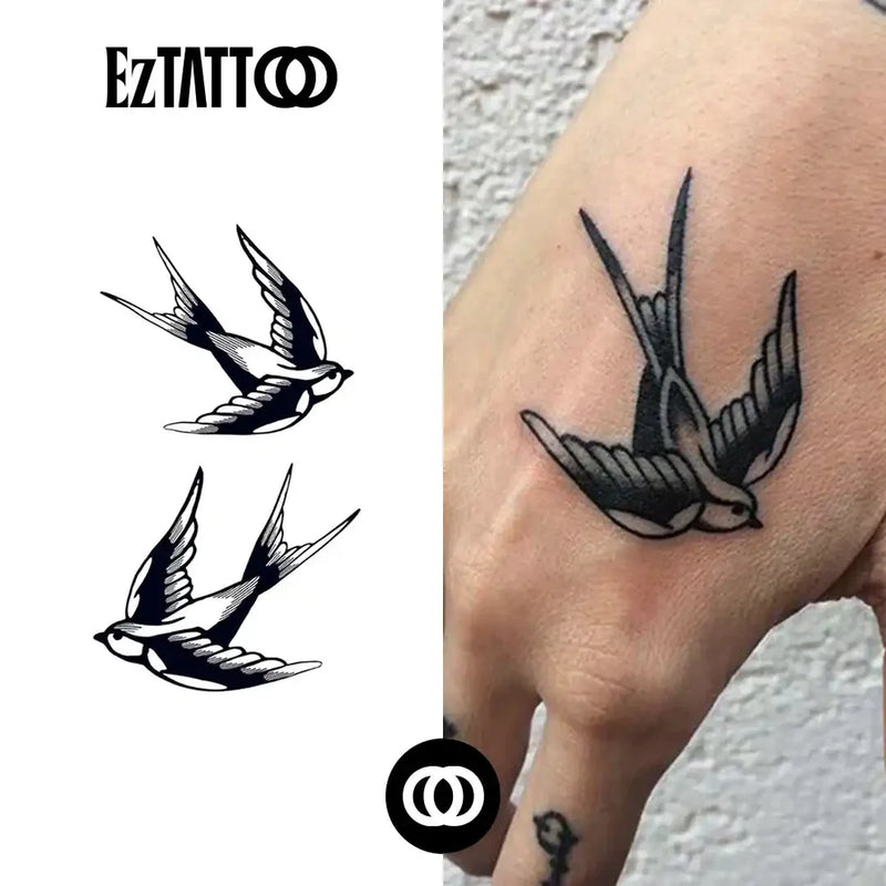 Andorinhas Old School Tatuagem Temporária