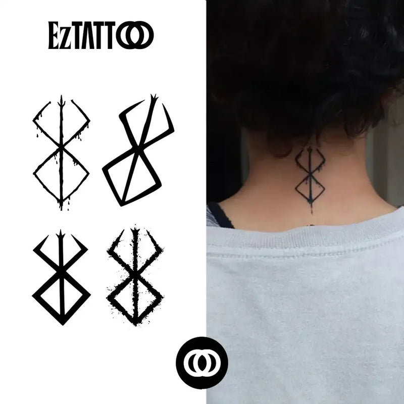 Berserker Símbolo Nórdico de Proteção Tatuagem Temporária Minimalista