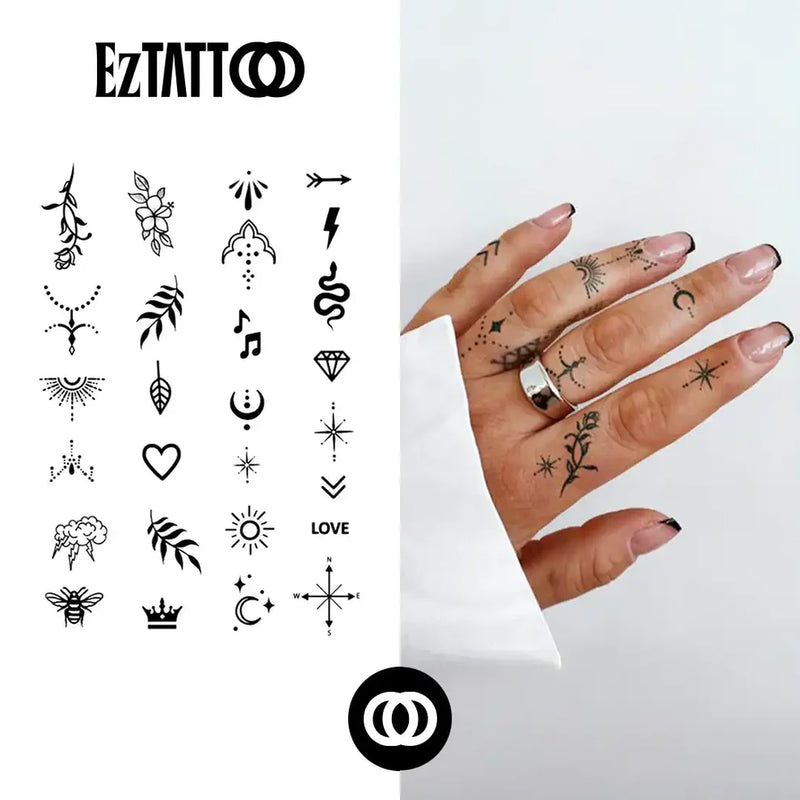 Floral e Simbólica Tatuagem Temporária