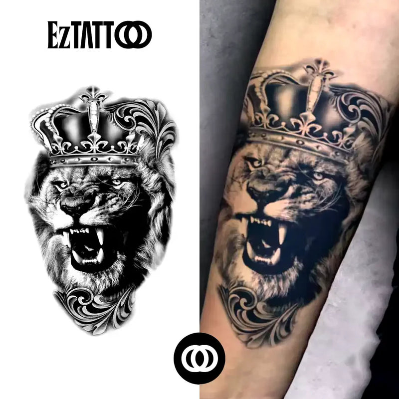 Rei em Fúria Tatuagem Temporária