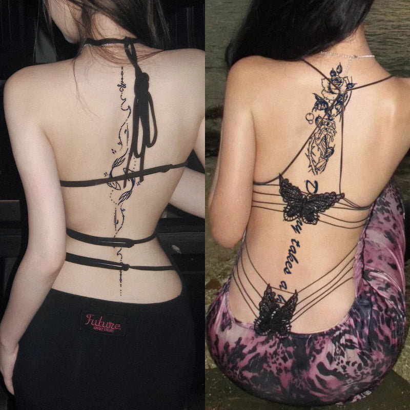 Tatuagem Temporária De Ervas Nas Costas-À Prova D'água E De Longa Duração (7 A 15 Dias) Design Realista