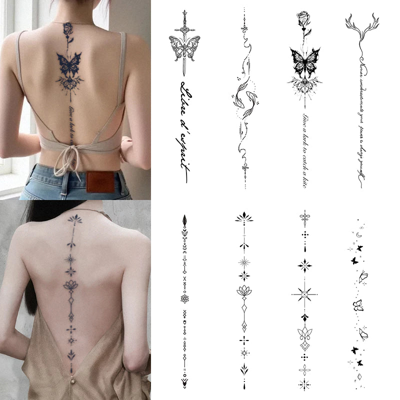 Tatuagem Temporária De Ervas Nas Costas-À Prova D'água E De Longa Duração (7 A 15 Dias) Design Realista