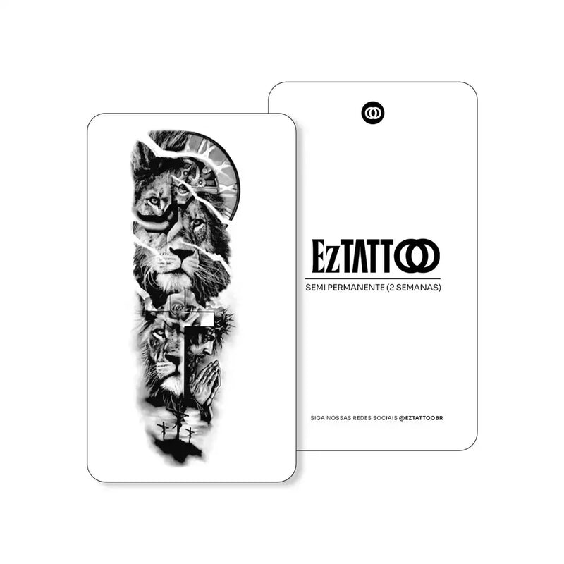 Cruz, Coragem e Caminho Braço Fechado Tatuagem Temporária