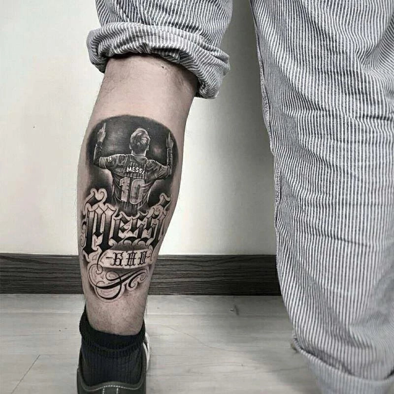 Tatuagem Messi 10o Futebol Adesivo Celebridade Fack Perna Pampas À Prova D'água Águia
