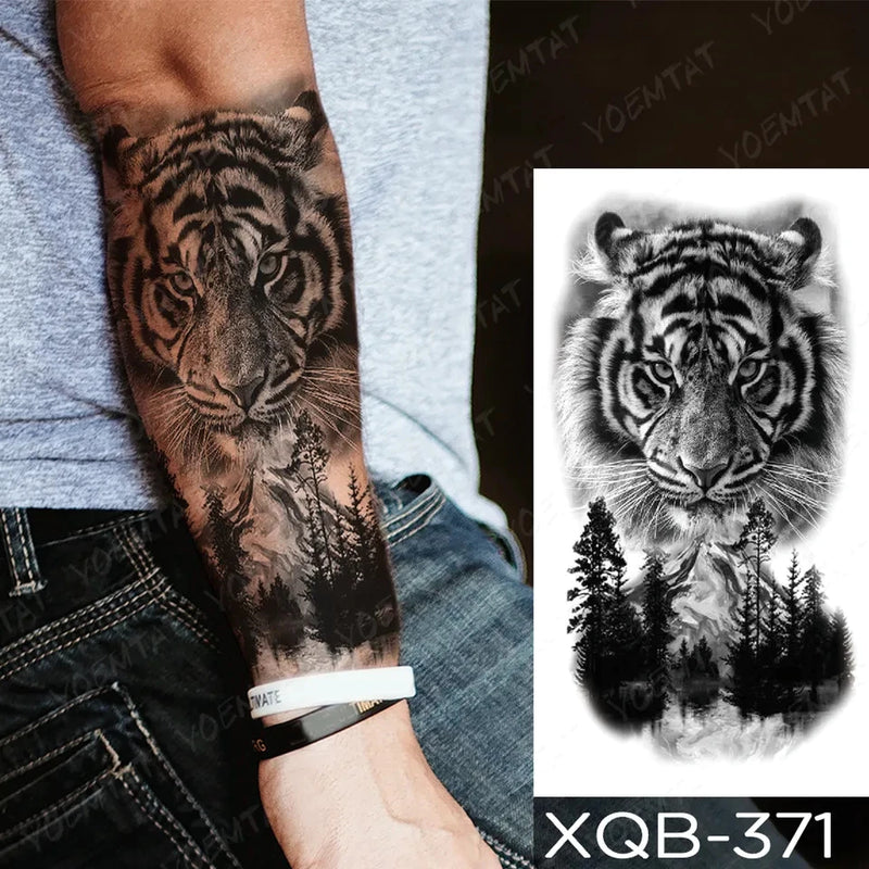 Tatuagem ''TIGRE '' Temporária Tattoo Fake a Prova D'água Unisex Realistas 3D Festa Social Verão Praia